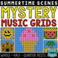 Summer Mystery Music Grids - Whole, Half, and Quarter Rests Digital Resources